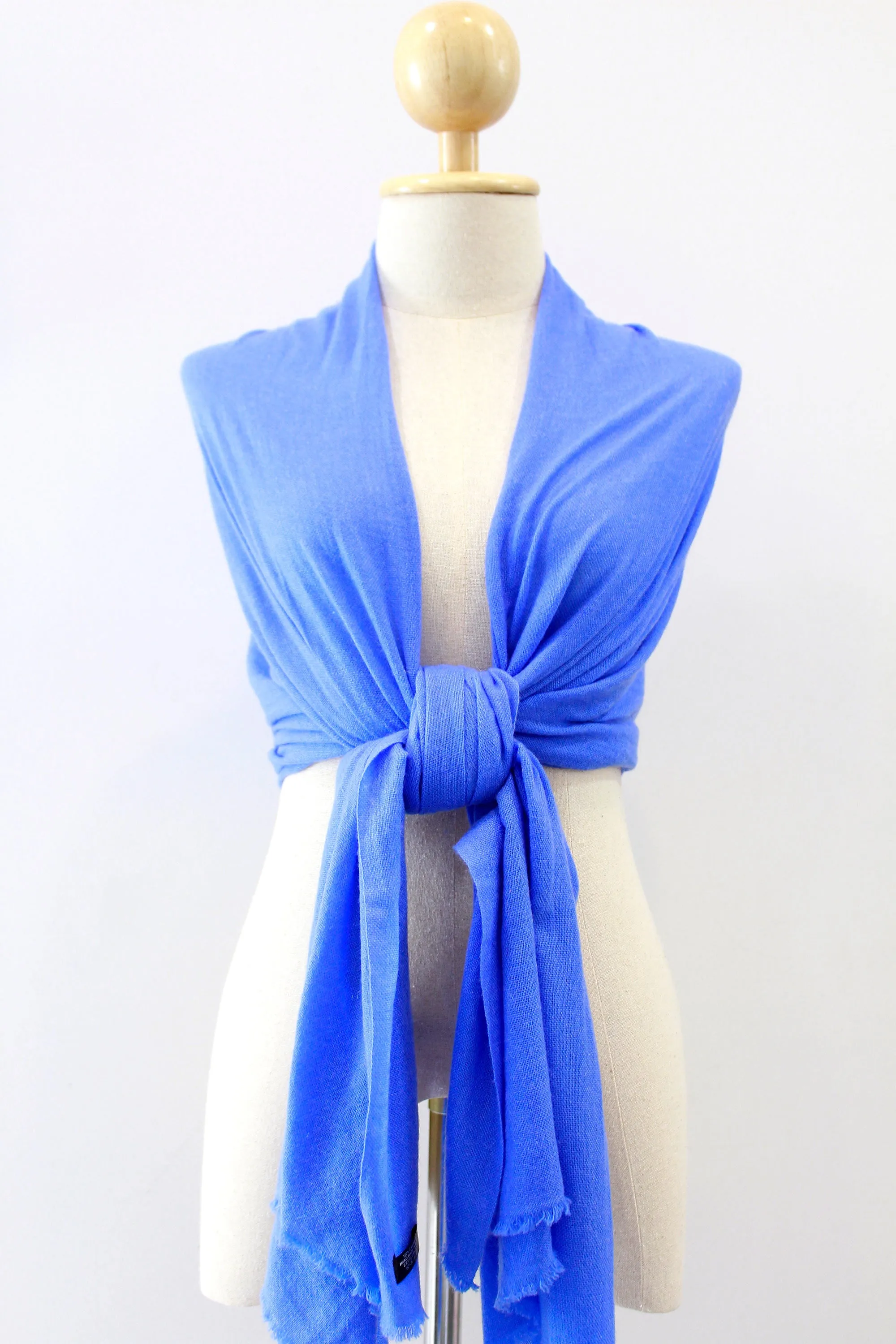 100% Cashmere Cornflower Blue Pashmina Shawl/Scarf