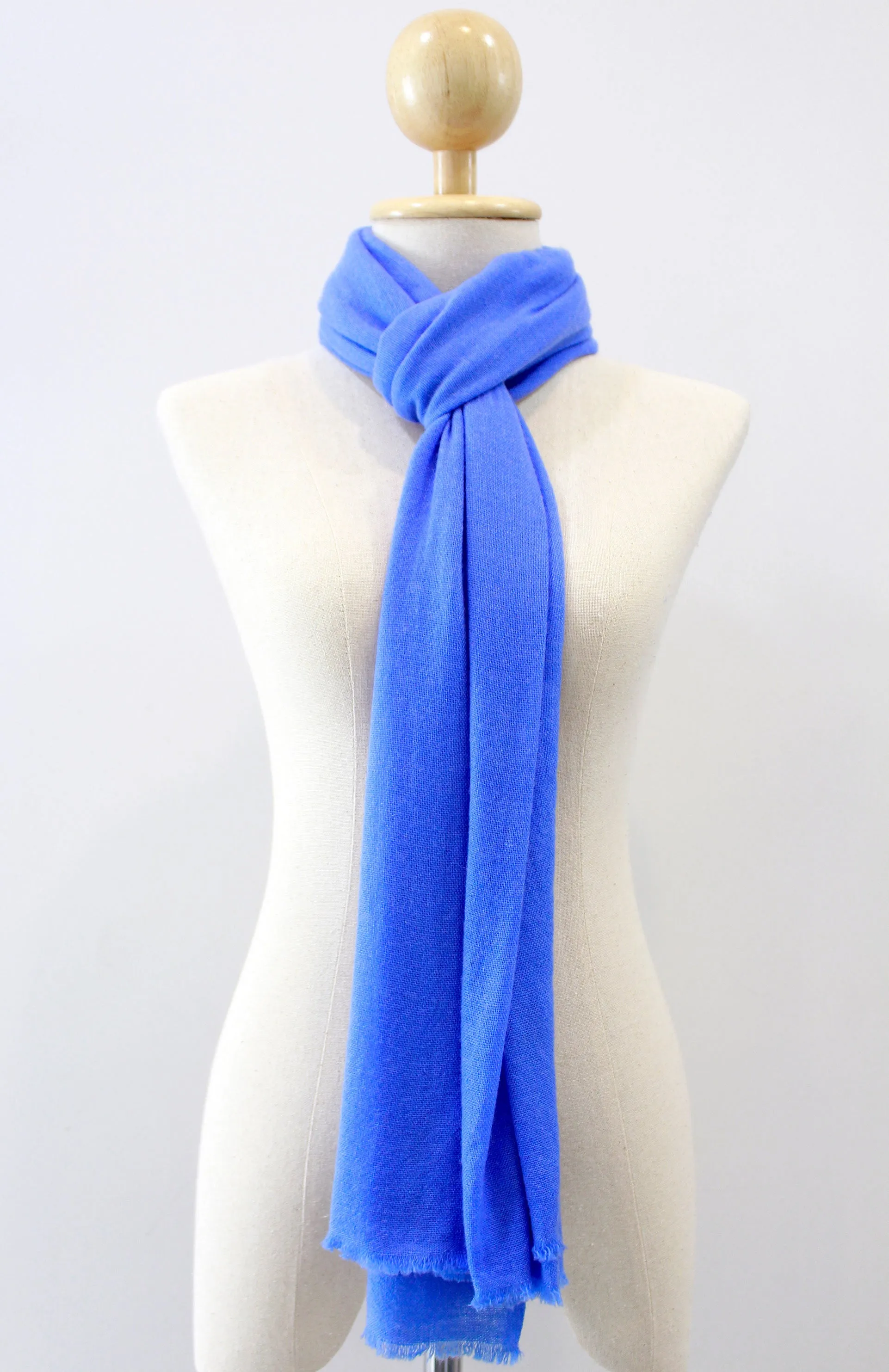 100% Cashmere Cornflower Blue Pashmina Shawl/Scarf