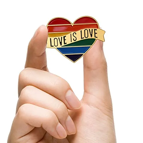 100/Pcs Heart Pride Rainbow Lapel Pins Bulk -Love is Love - LGBT Enamel Gay Progress Pin Brooch Badge for Men Women Clothes Bags Hats