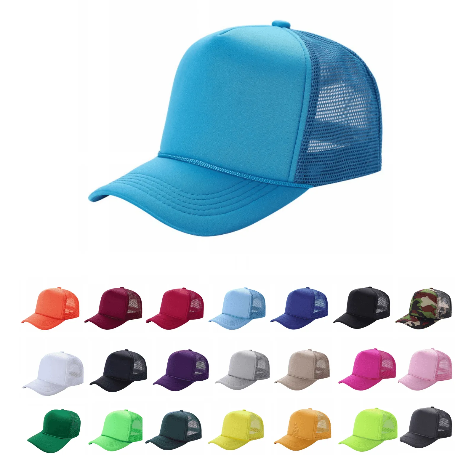 12 Pack Trucker Mesh Sponge Cap - Curved Bill, Adjustable