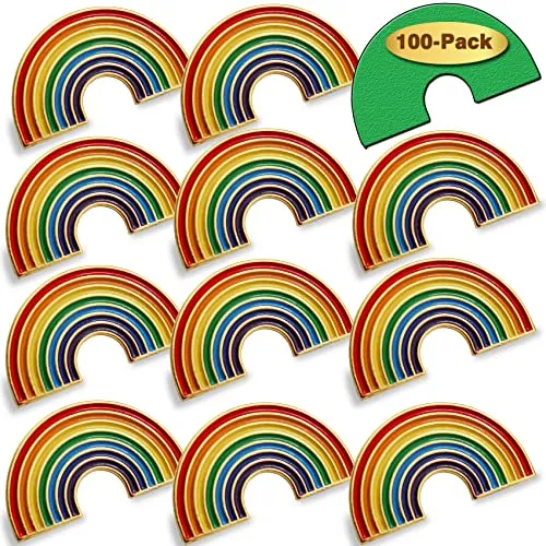 12/50/100 Pcs Enamel Pride Rainbow Lapel Pins Bulk-Supports LGBT Progress Gay Brooch Badge for Men Women Clothes Bags Hats (100-Pack)