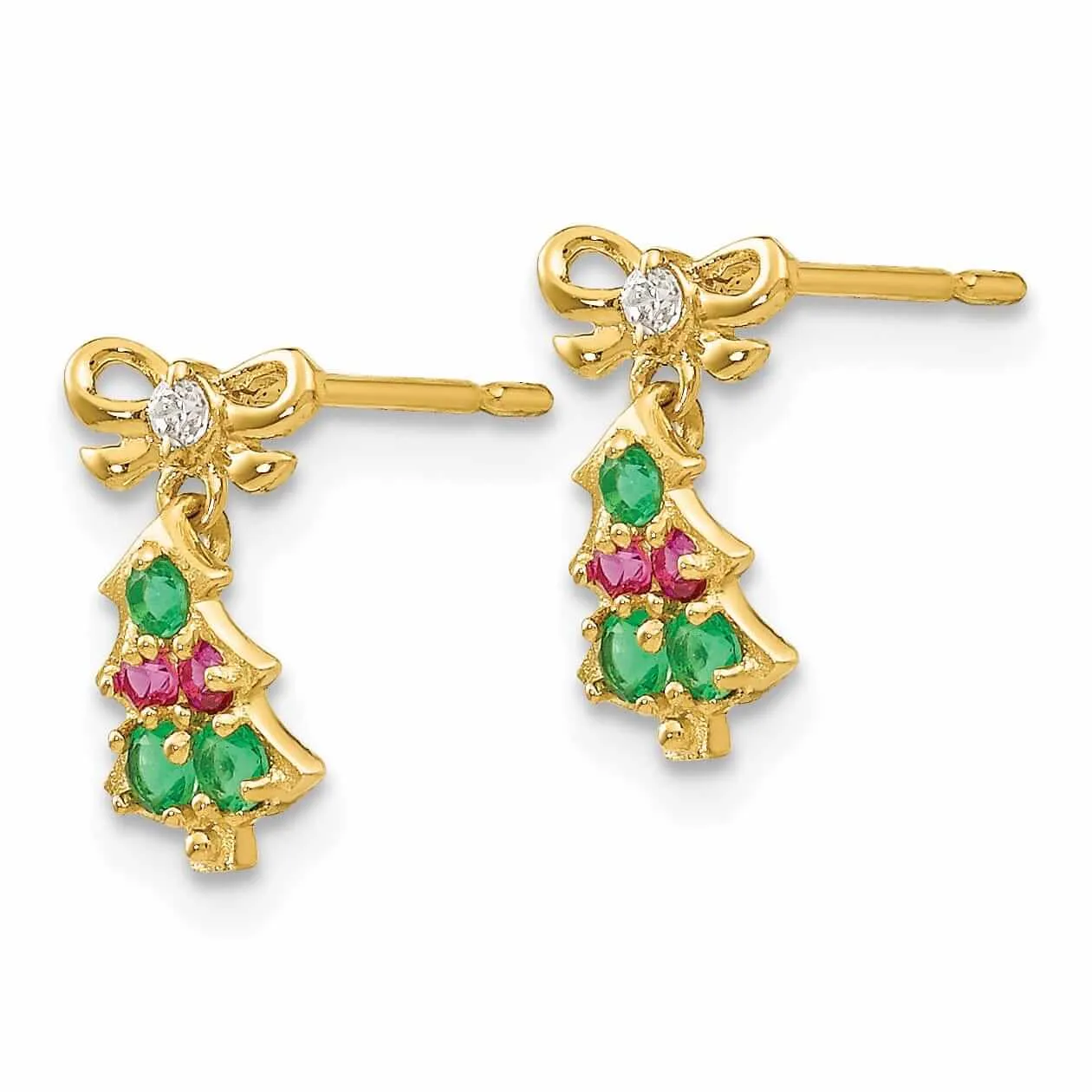 14k Madi K Christmas Tree Dangle Post Earrings