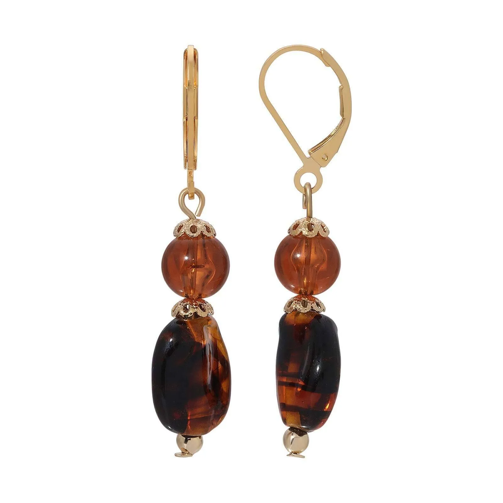 1928 Jewelry Alexandria Tortoise Bead Dangle Earrings