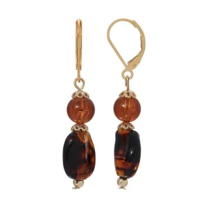 1928 Jewelry Alexandria Tortoise Bead Dangle Earrings