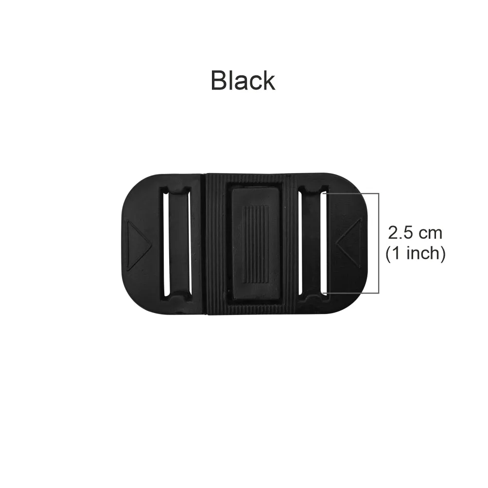 1inch Unique Designer 2 Part Black Closure Clasp Plastic Belt Buckle