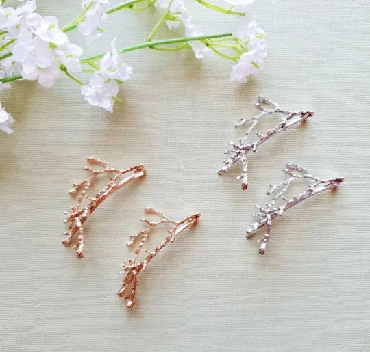 2 pack Golden or silver branches hair clips| christmas tree hair slides | korean hair accessories | bridal party gift| plant hair clips