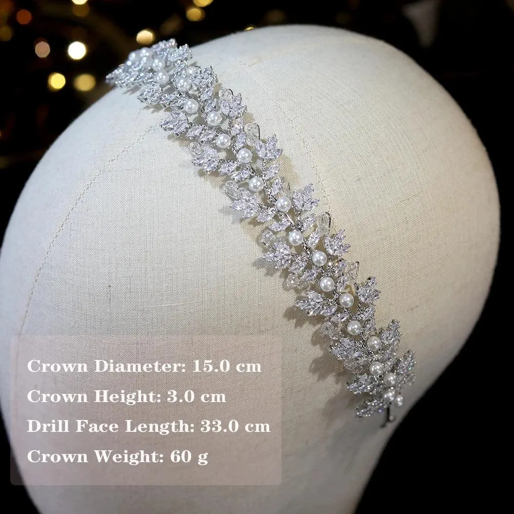 2024 New Crystal Pearl Hairbands Fashion Bridal Tiara Crowns Wedding Hair Accessories CZ Headwear Bridesmaid Headband Jewelry