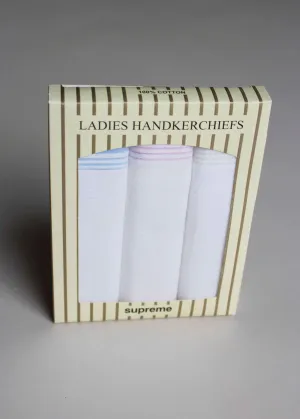 3 Pack Helen Ladies Cotton Embroidered Handkerchiefs