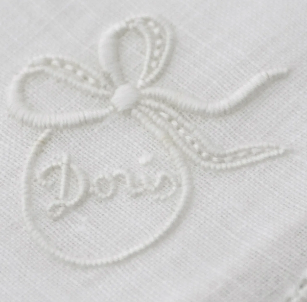 4 Doris Linen and Lace Vintage White Monogrammed Handkerchiefs