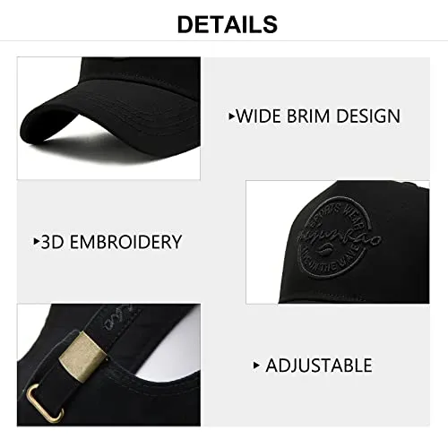 5 Panels High Crown Baseball Cap for Men Casual Cotton Letter Embroidery Snapback Caps Trucker Hats Wide Brim Sun Hats Q1036 Black Gold