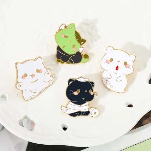 8Pcs Creative Cat Enamel Pins Set - Kawaii Kitten Brooches Metal Badges Accessories for Backpack Hat Bag, Lovely Cats Pin for Friends Family