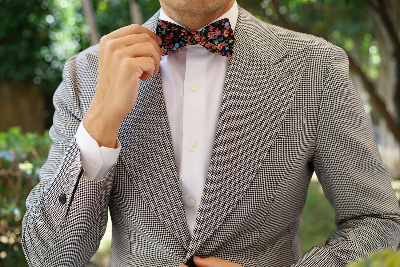 Amaryllis Black Liberty Floral Bow Tie