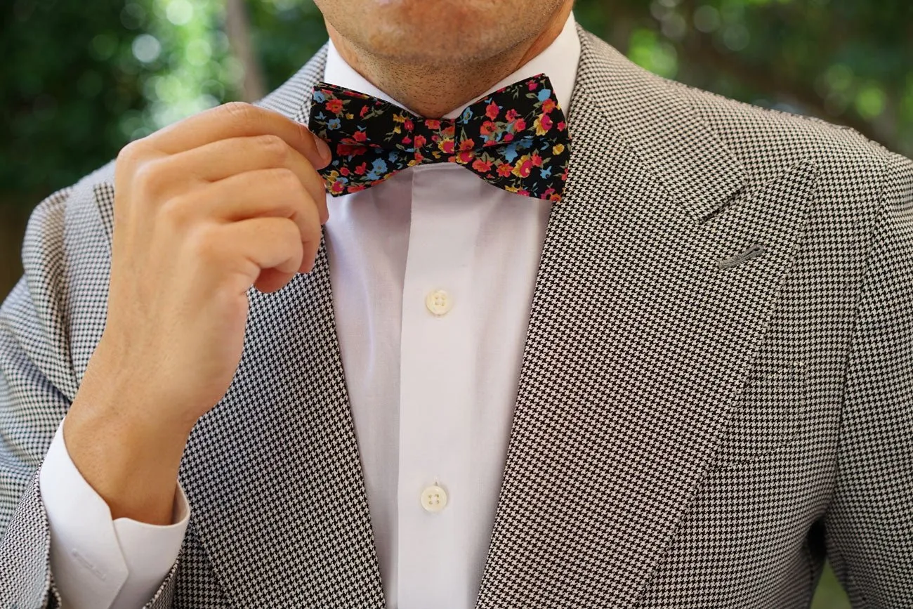 Amaryllis Black Liberty Floral Bow Tie