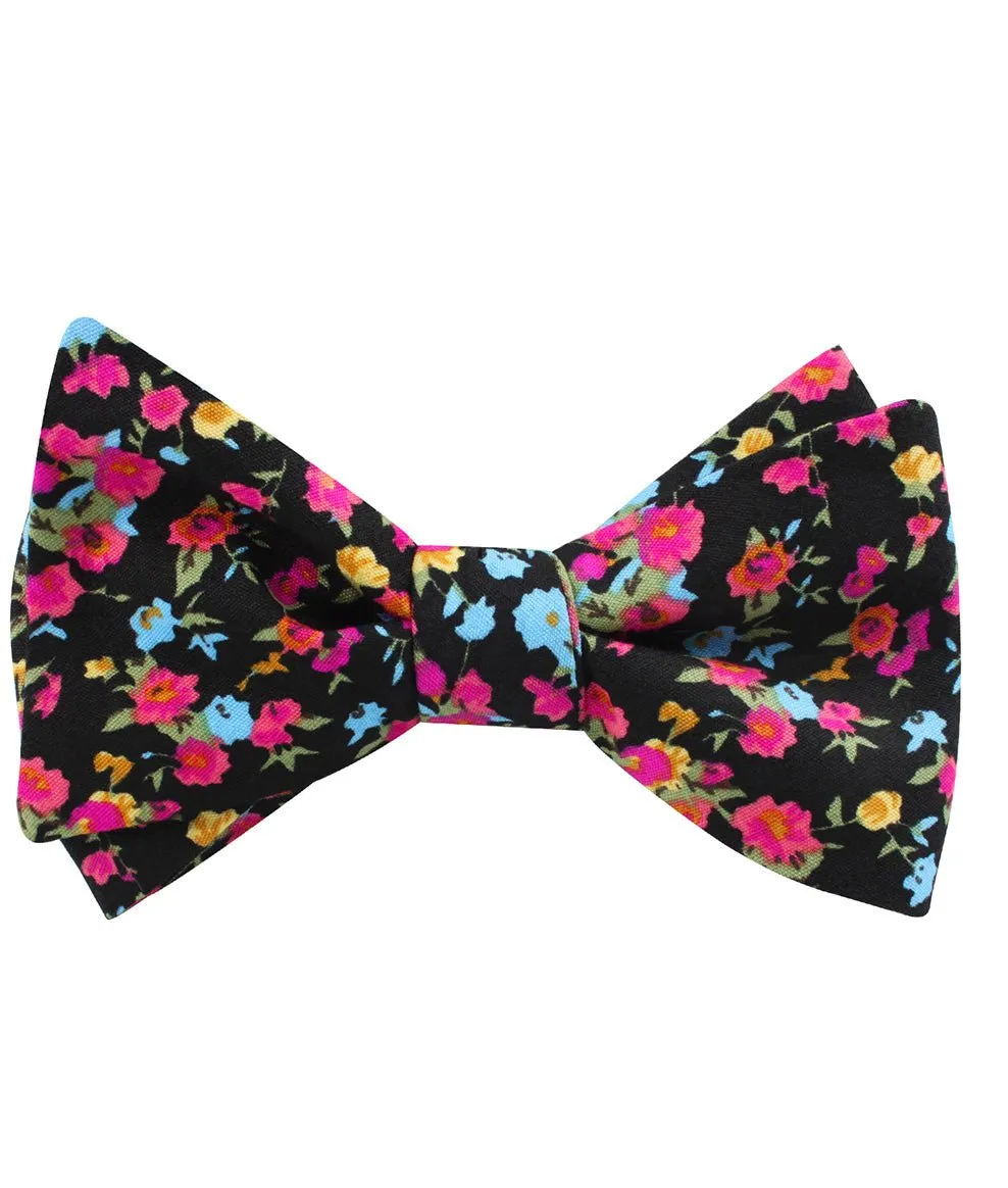 Amaryllis Black Liberty Floral Self Bow Tie