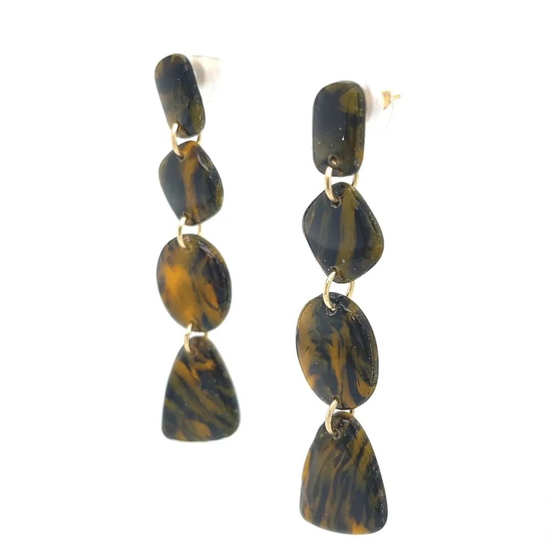 Amber Dangle Earrings With Tortoise Detail Large