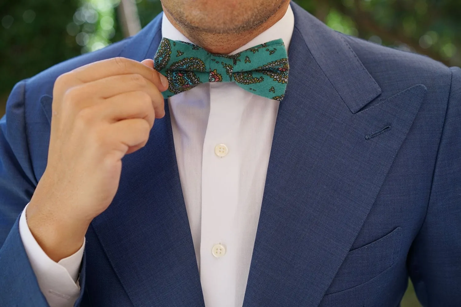 Amer Fort Teal Paisley Bow Tie