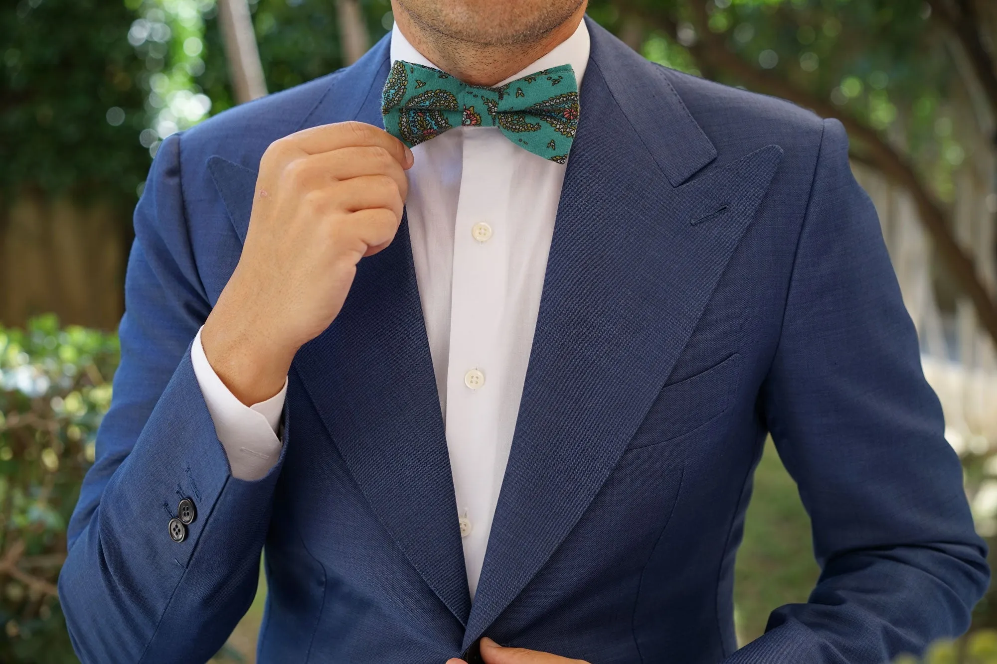 Amer Fort Teal Paisley Bow Tie