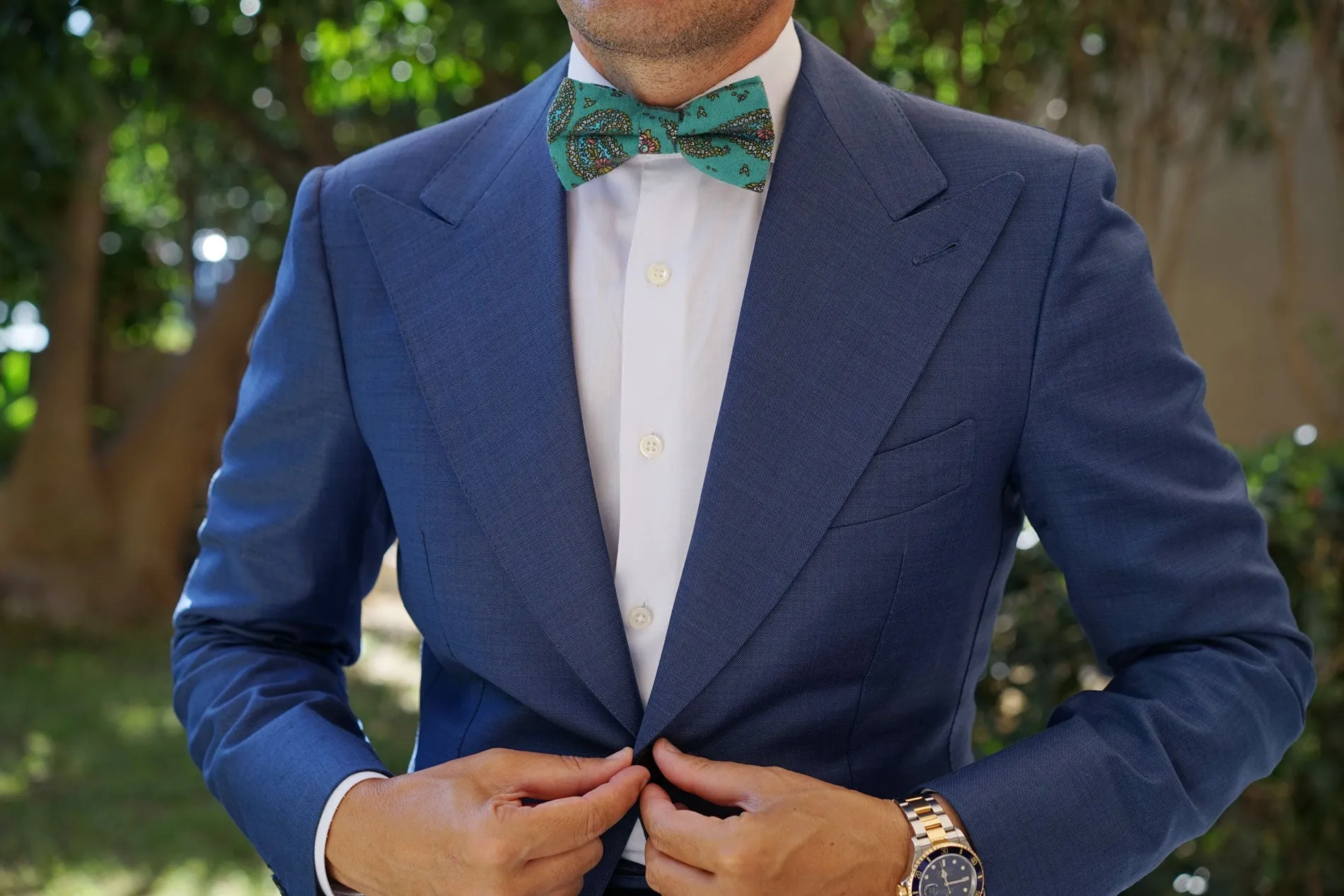 Amer Fort Teal Paisley Bow Tie