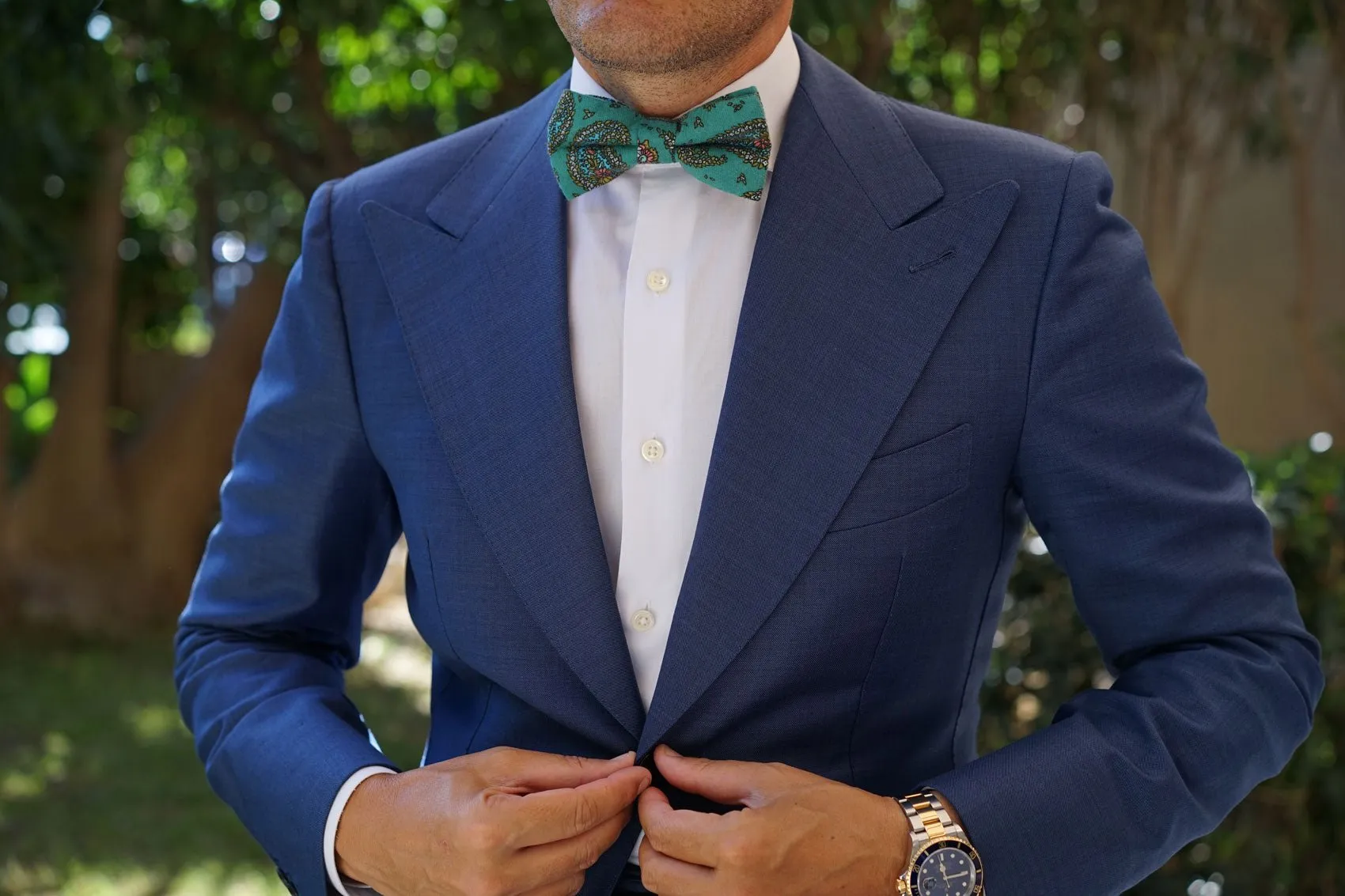 Amer Fort Teal Paisley Bow Tie