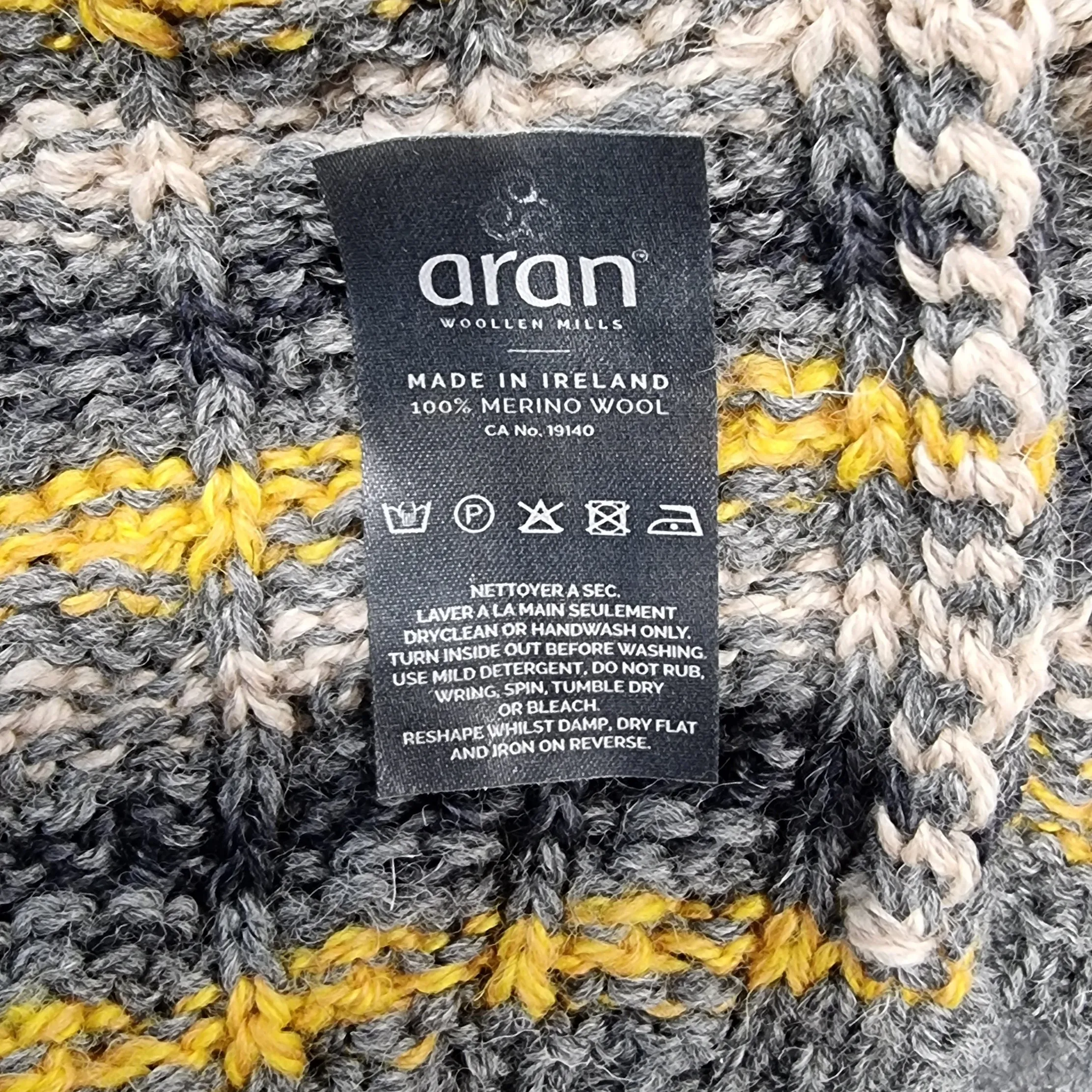 Aran Woollen Mills Aran Grey & Mustard Tone Scarf