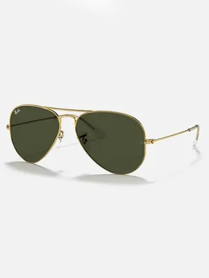 Aviator Large Metal Gold/G-15 Green Sunglasses