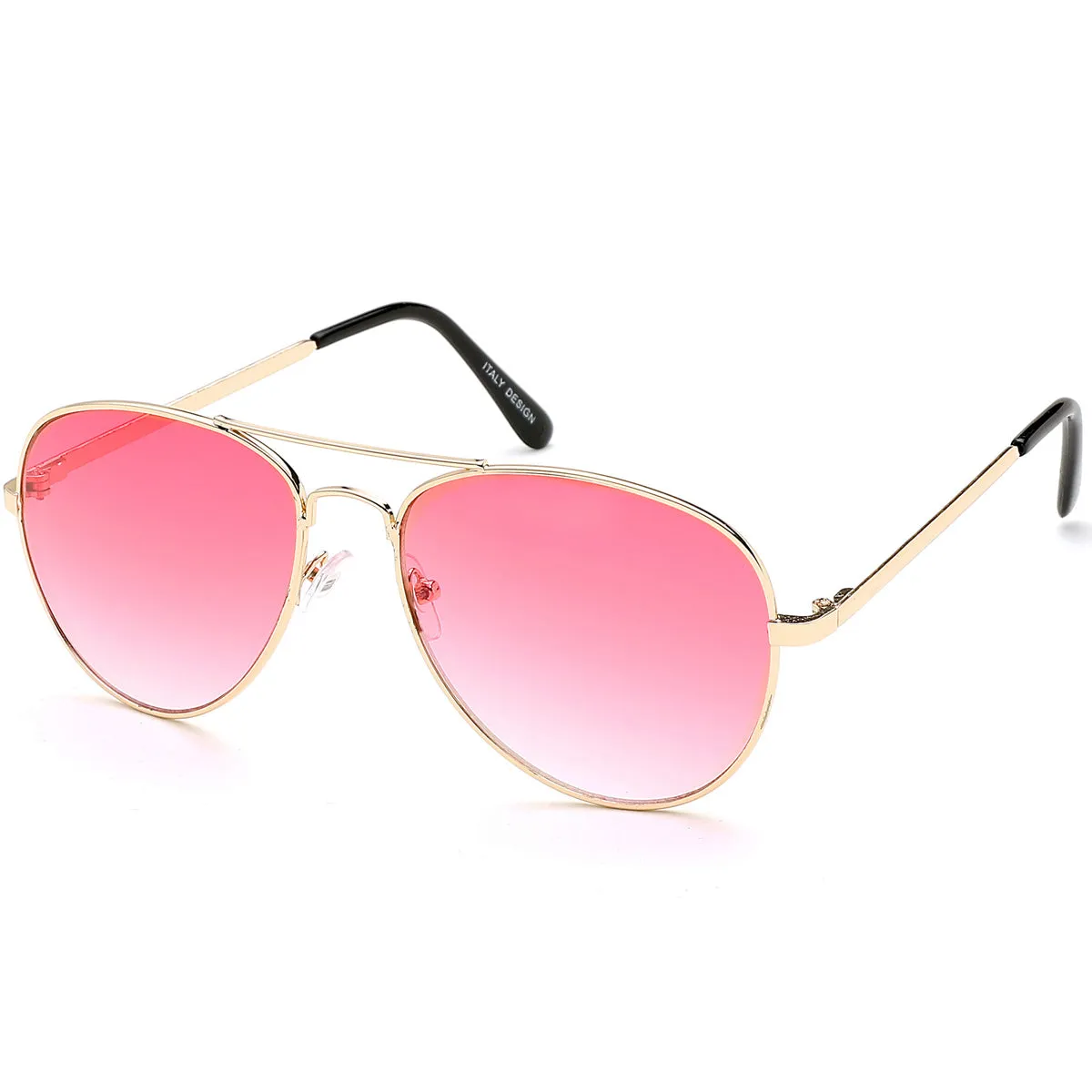 Aviator Sunglasses Classic - Non-Polarized - Gold Frame - Rose Pink