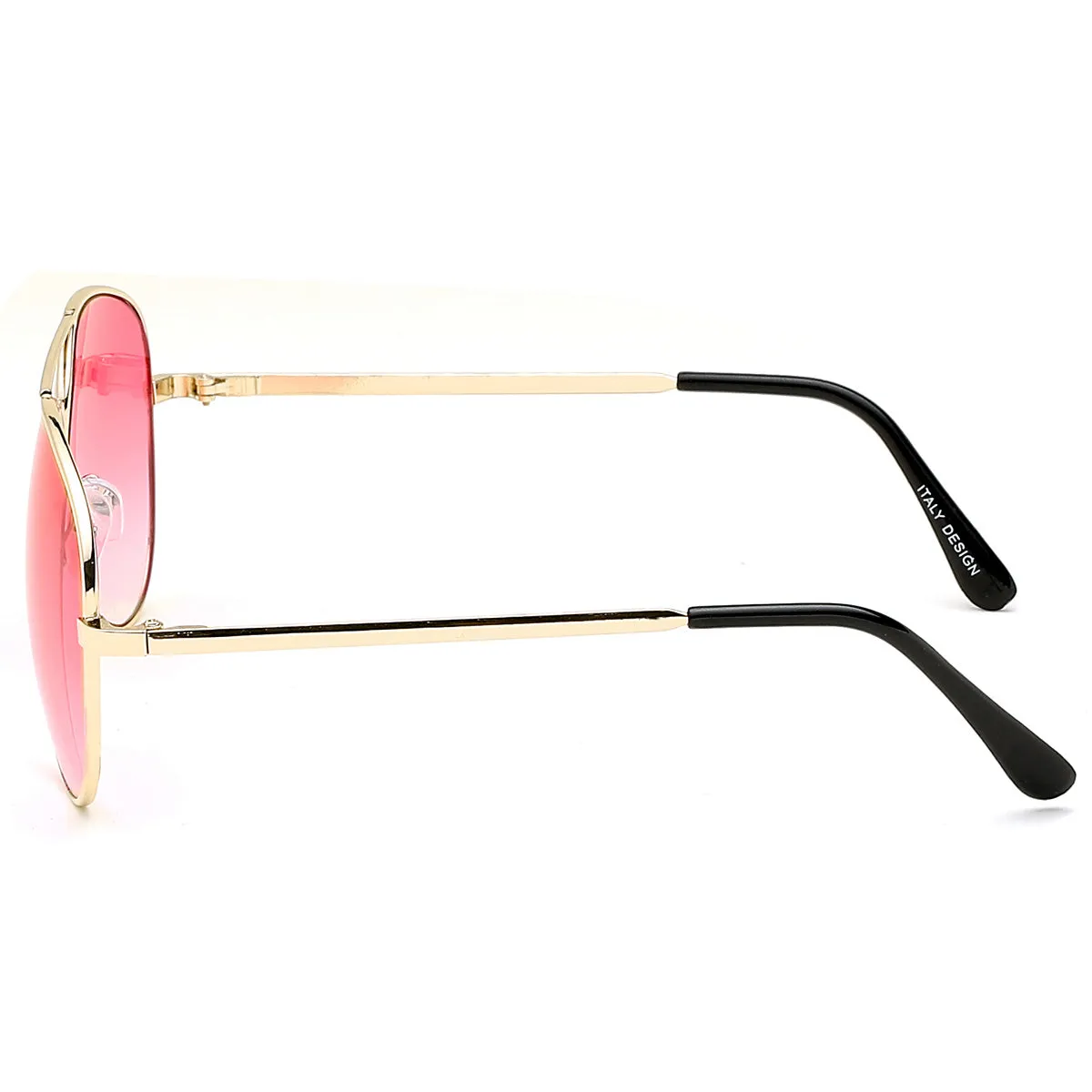 Aviator Sunglasses Classic - Non-Polarized - Gold Frame - Rose Pink