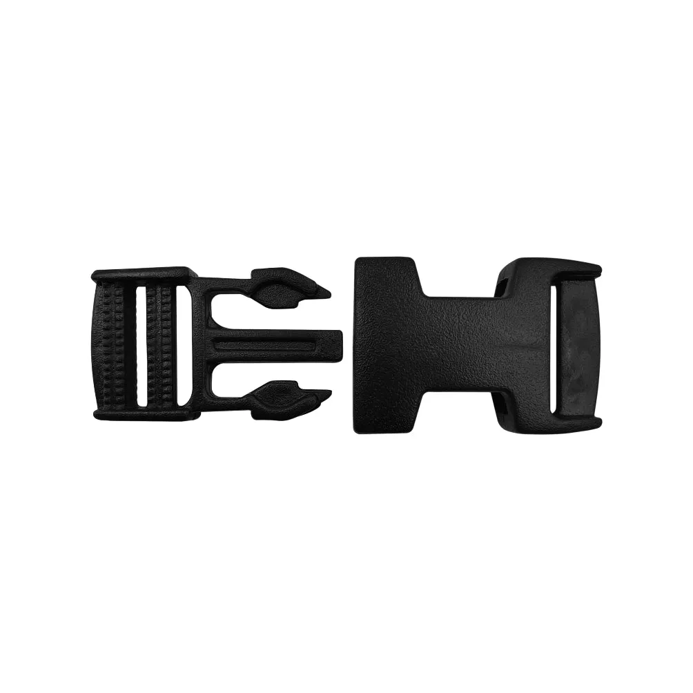 Black 20mm Single Adjuster Side Release Clasp Belt/Strap Plastic Buckle