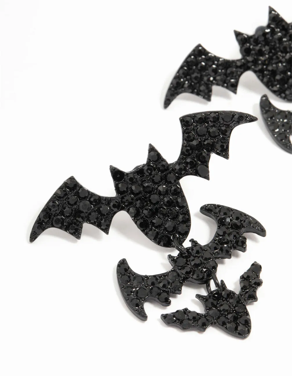 Black Bling Bat Drop Earrings