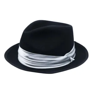 Black Wool Felt Bubble Fedora Hat