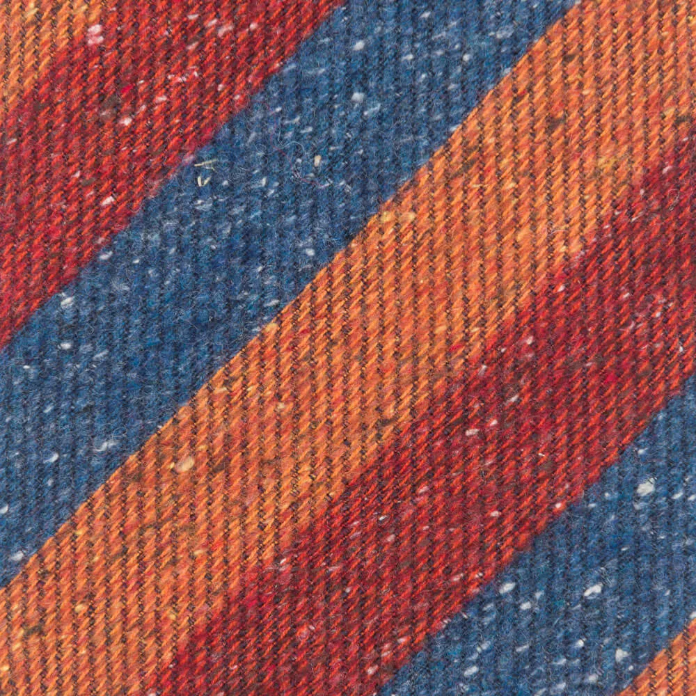 Blue and Orange Donegal Stripe Cotton Silk Wool Tie