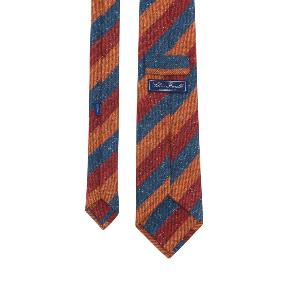 Blue and Orange Donegal Stripe Cotton Silk Wool Tie