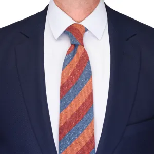 Blue and Orange Donegal Stripe Cotton Silk Wool Tie