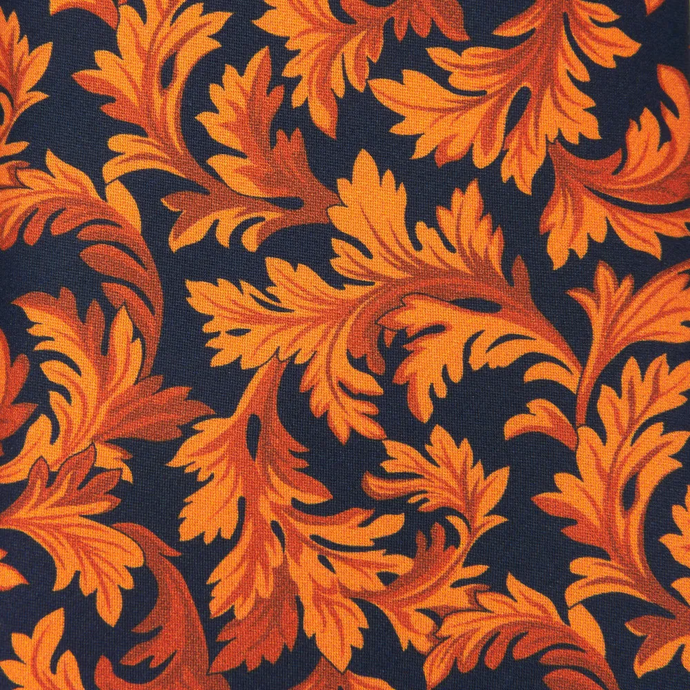 Blue and Orange Leaves Symphony Duchesse Silk Tie