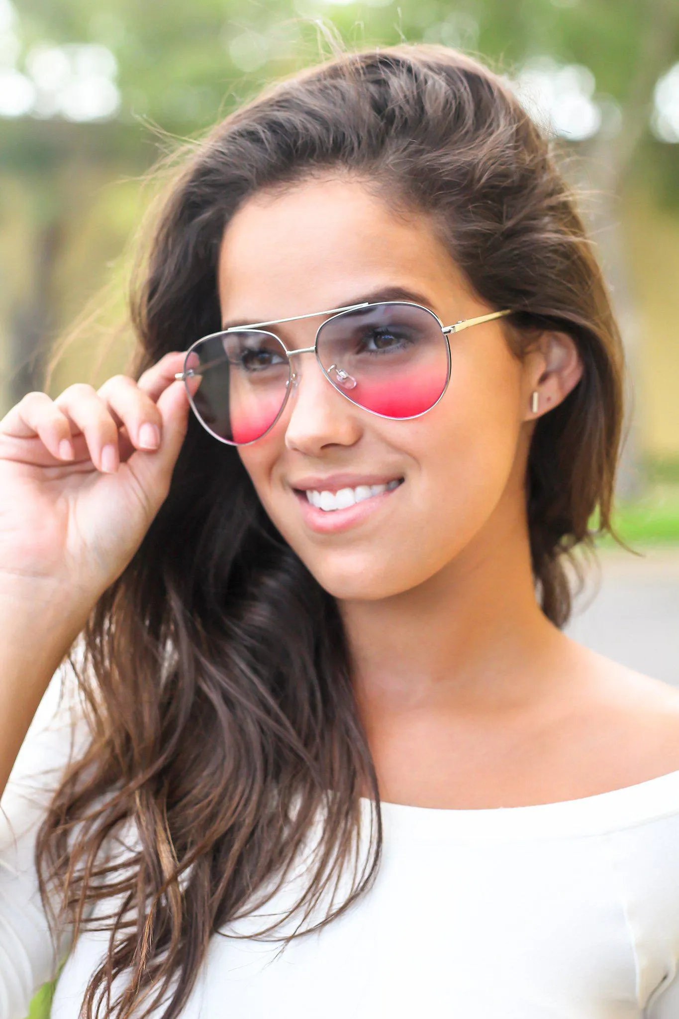 Blue and Pink Aviators with Silver Frame