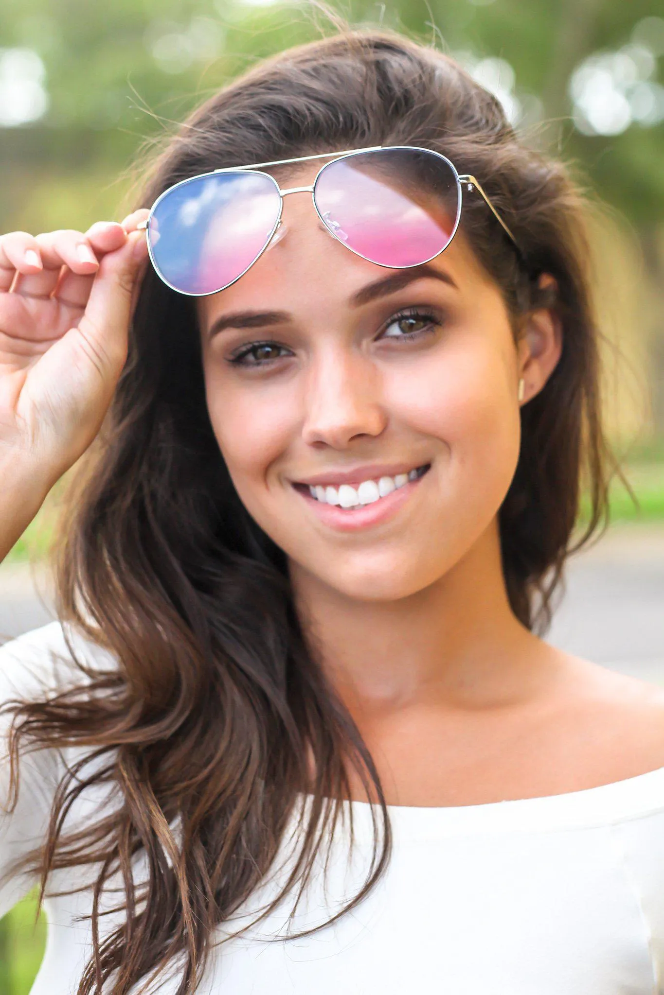 Blue and Pink Aviators with Silver Frame