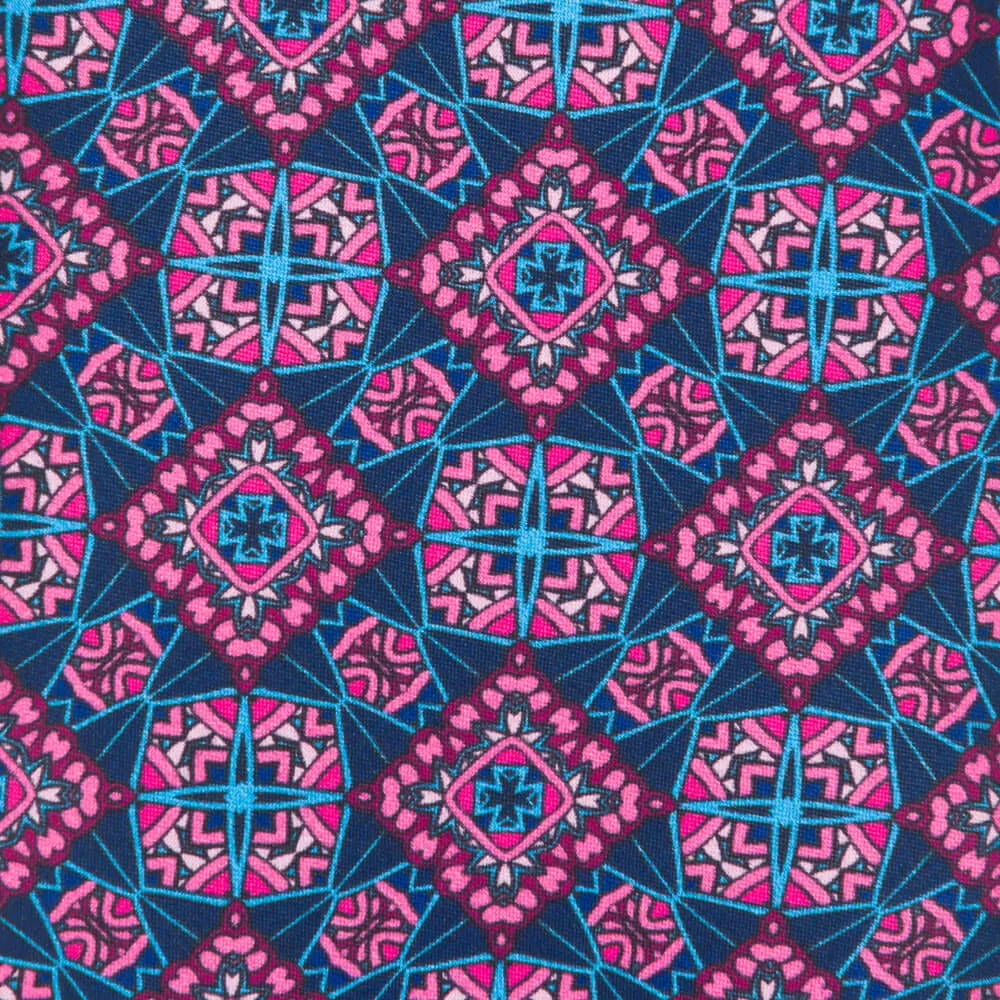 Blue and Pink Medieval Art Duchesse Silk Tie