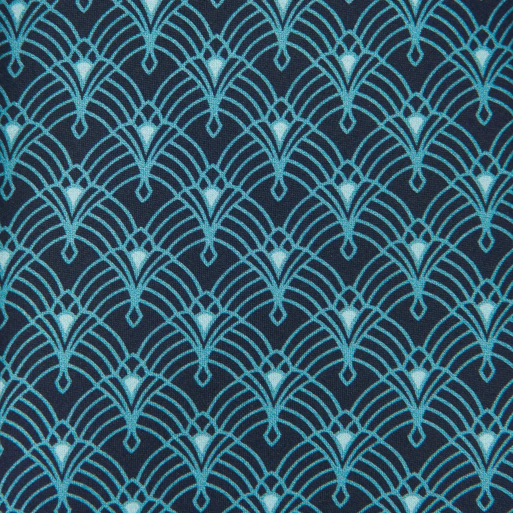 Blue and Teal Lux Deco Duchesse Silk Tie