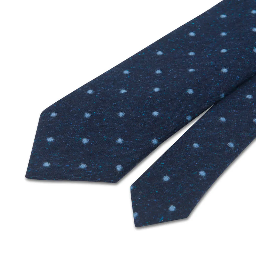 Blue Dot Heritage Weave Cotton Silk Wool Tie