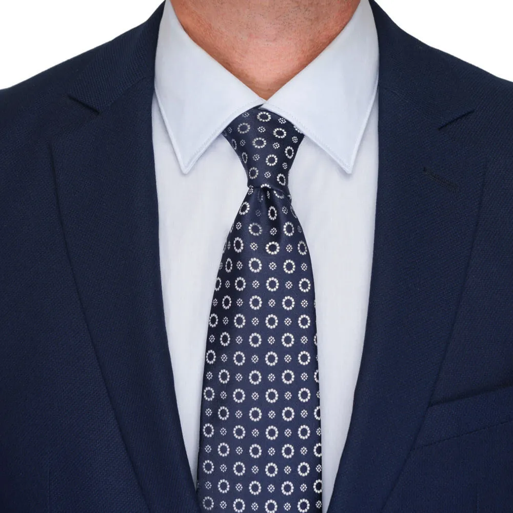 Blue Elegant Motif Woven Silk Tie