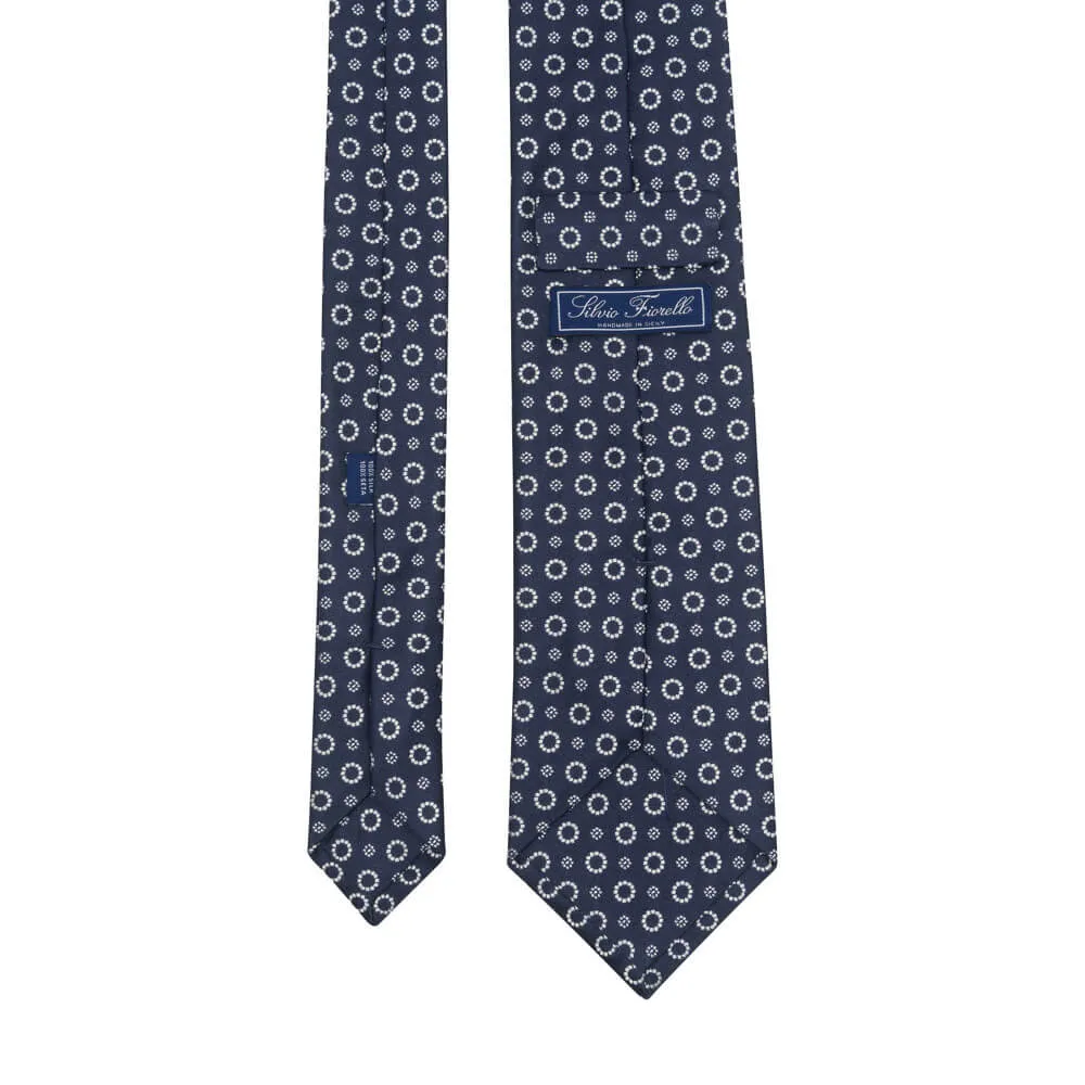 Blue Elegant Motif Woven Silk Tie