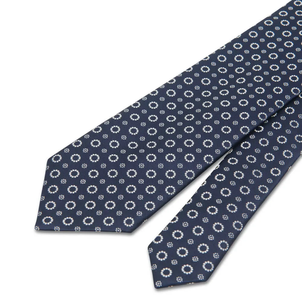 Blue Elegant Motif Woven Silk Tie