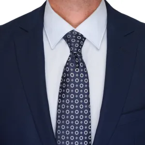 Blue Elegant Motif Woven Silk Tie