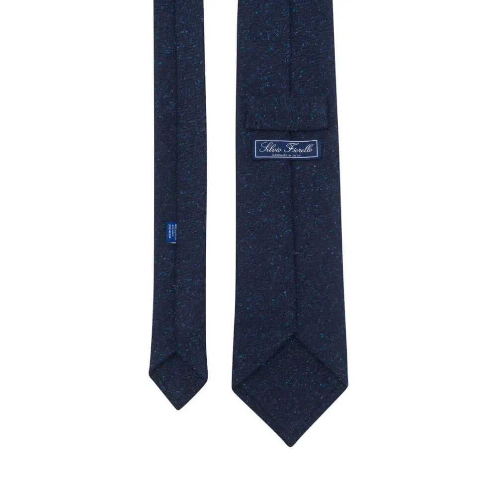 Blue Heritage Weave Cotton Silk Wool Tie