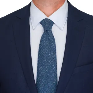 Blue Houndstooth Cotton Silk Wool Tie