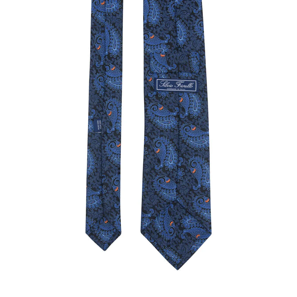 Blue Oriental Paisley Woven Silk Tie