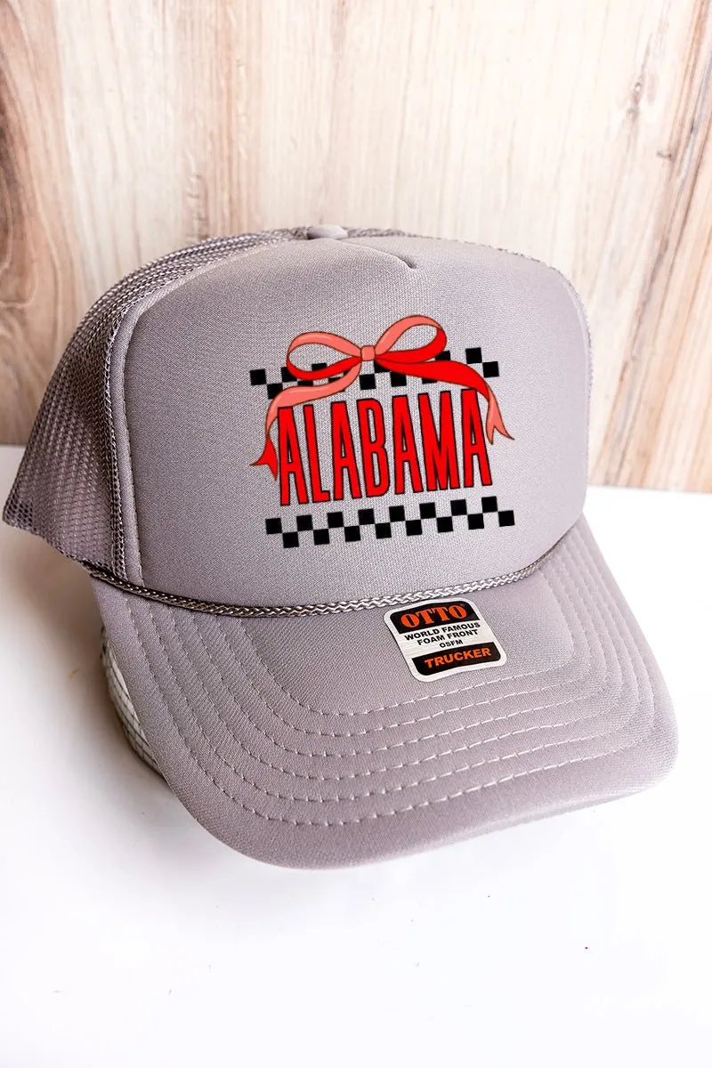 Bow Alabama Check Otto Gray Foam Front Trucker Hat