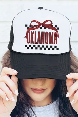 Bow Oklahoma Check Otto Black with White Foam Front Trucker Hat