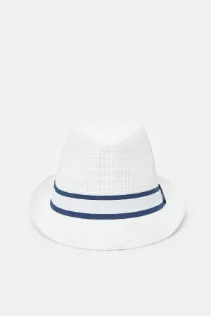 Boys White Fedora Hats With Band