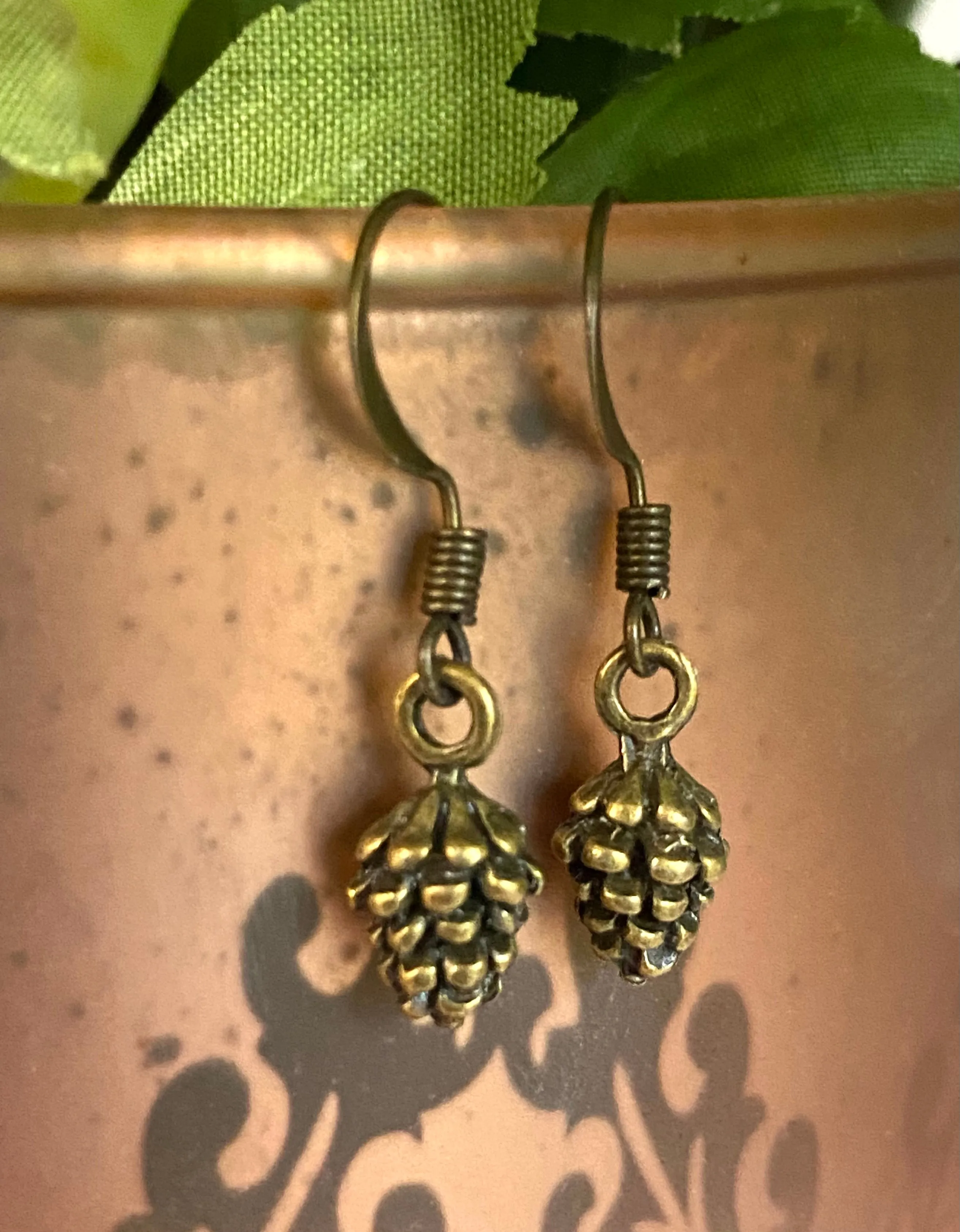 Brass Tiny Pinecones/ Pinecone Earrings/ Brass Pinecone Earrings